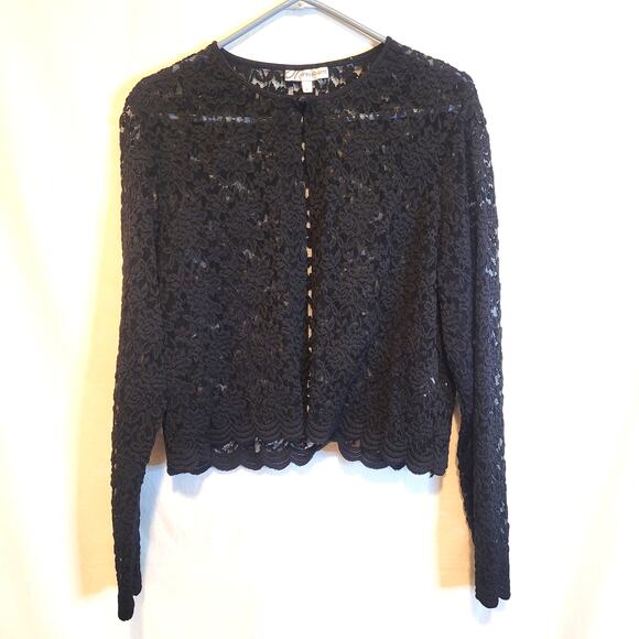 Black Dress Barn Vintage Lacy Sweater Made in the USA Size Large - Picture 1 of 8